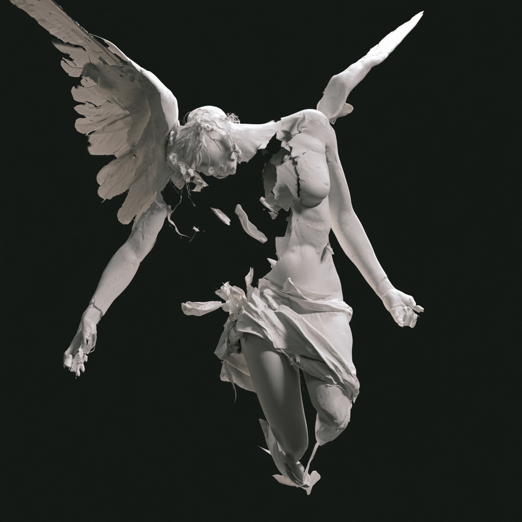 Broken angel sculpture
